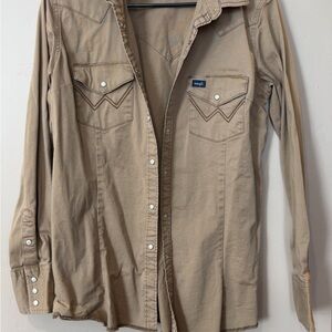 Wrangler Casual Tan Button Down Shirt